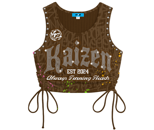 I’M THE PROBLEM - CROP TOP [ BROWN / RHINESTONE ]