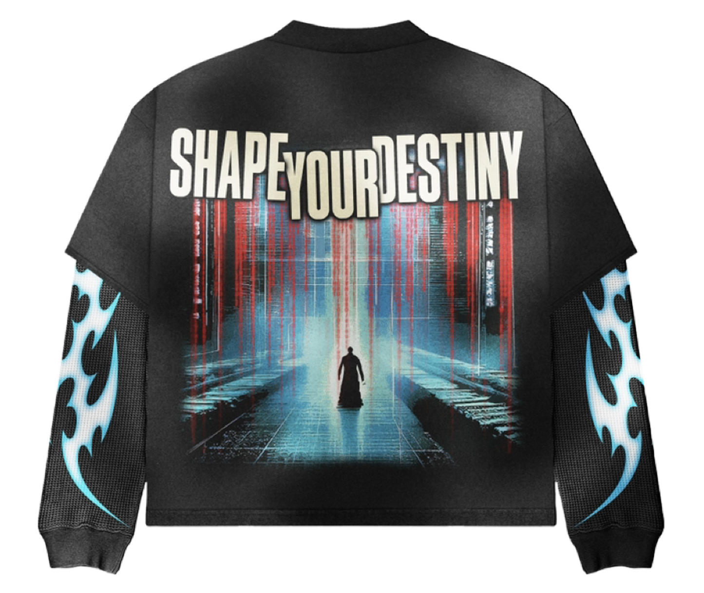 SHAPE YOUR DESTINY - LAYERED TEE [ BLACK / TRIBAL SHADOW ]