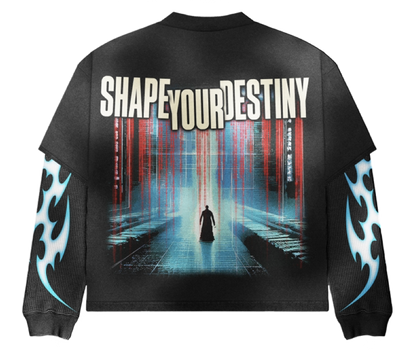 SHAPE YOUR DESTINY - LAYERED TEE [ BLACK / TRIBAL SHADOW ]