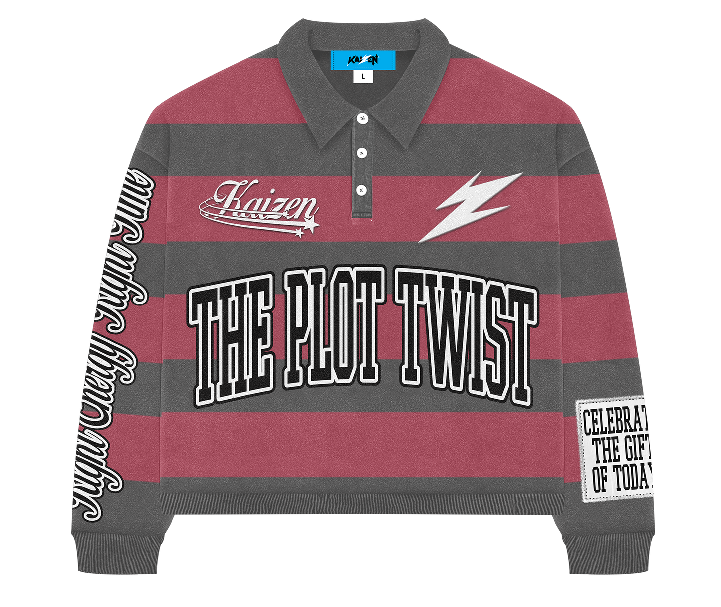 THE PLOT TWIST - RUGBY POLO [ GALAXY RED / STORM GREY ]